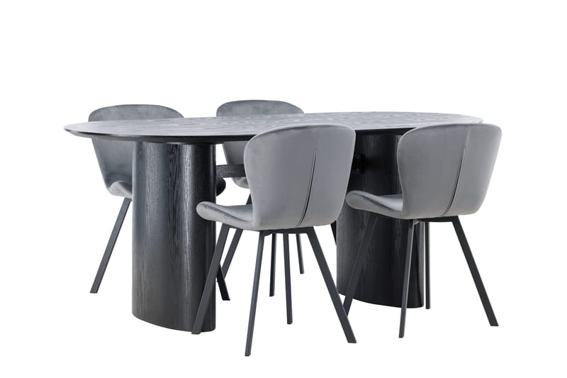 Isolde Matgrupp 180 cm Oval med 4 Lilja stolar - Svart - Möbler - Bord & matgrupper - Matgrupper
