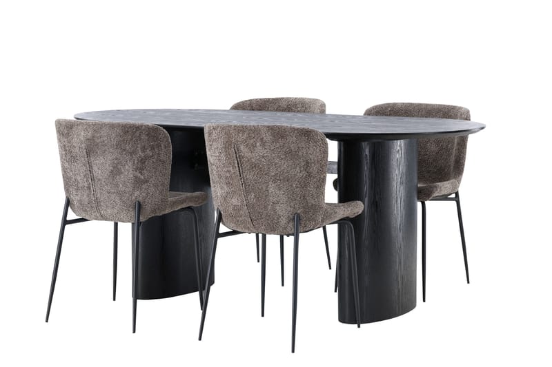 Isolde Matgrupp 180 cm Oval med 4 Modesto stolar - Svart - Möbler - Bord & matgrupper - Matgrupper