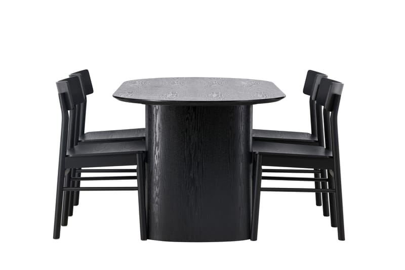 Isolde Matgrupp 180 cm Oval med 4 Montros stolar - Svart - Möbler - Bord & matgrupper - Matgrupper