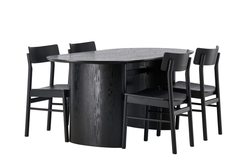 Isolde Matgrupp 180 cm Oval med 4 Montros stolar - Svart - Möbler - Bord & matgrupper - Matgrupper