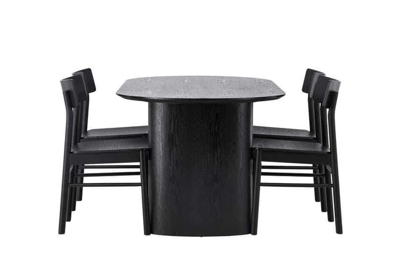 Isolde Matgrupp 180 cm Oval med 4 Montros stolar - Svart - Möbler - Bord & matgrupper - Matgrupper