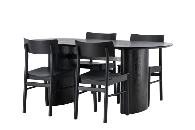 Isolde Matgrupp 180 cm Oval med 4 Montros stolar - Svart - Möbler - Bord & matgrupper - Matgrupper