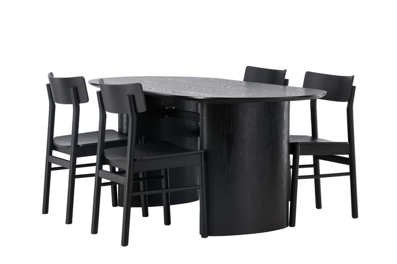 Isolde Matgrupp 180 cm Oval med 4 Montros stolar - Svart - Möbler - Bord & matgrupper - Matgrupper