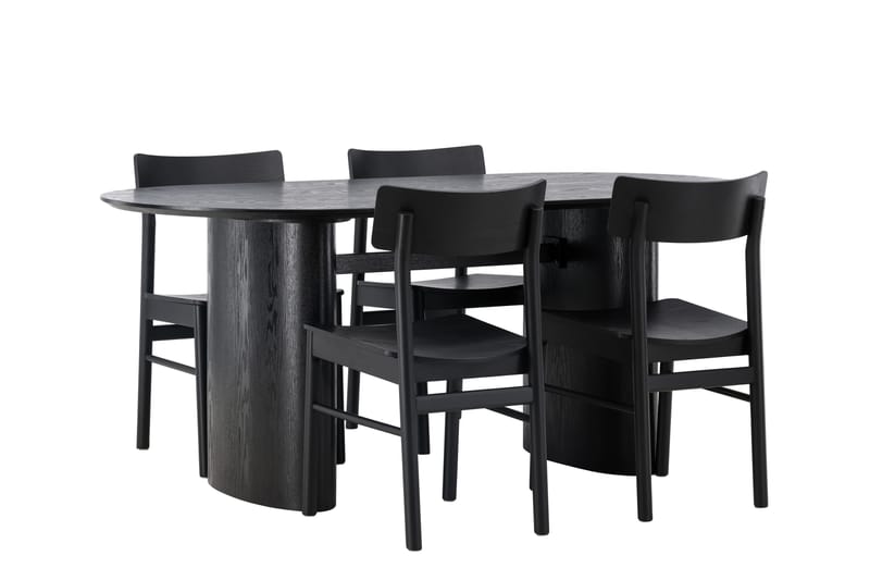 Isolde Matgrupp 180 cm Oval med 4 Montros stolar - Svart - Möbler - Bord & matgrupper - Matgrupper
