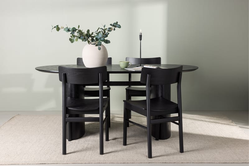 Isolde Matgrupp 180 cm Oval med 4 Montros stolar - Svart - Möbler - Bord & matgrupper - Matgrupper