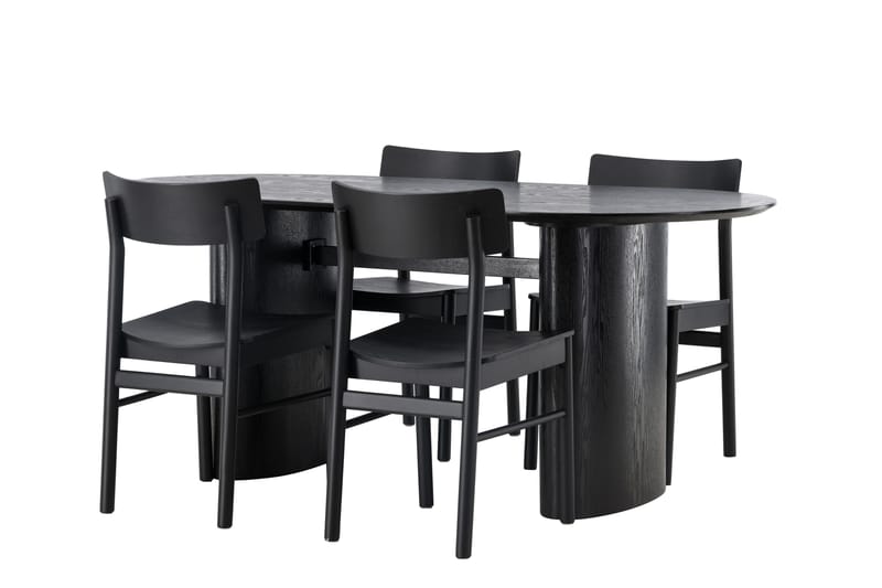 Isolde Matgrupp 180 cm Oval med 4 Montros stolar - Svart - Möbler - Bord & matgrupper - Matgrupper