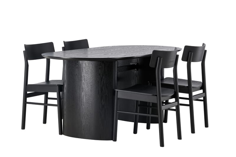 Isolde Matgrupp 180 cm Oval med 4 Montros stolar - Svart - Möbler - Bord & matgrupper - Matgrupper