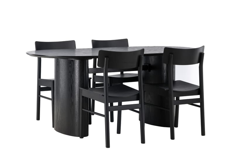 Isolde Matgrupp 180 cm Oval med 4 Montros stolar - Svart - Möbler - Bord & matgrupper - Matgrupper