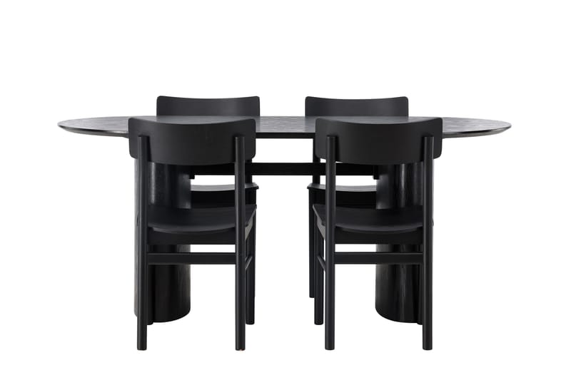 Isolde Matgrupp 180 cm Oval med 4 Montros stolar - Svart - Möbler - Bord & matgrupper - Matgrupper