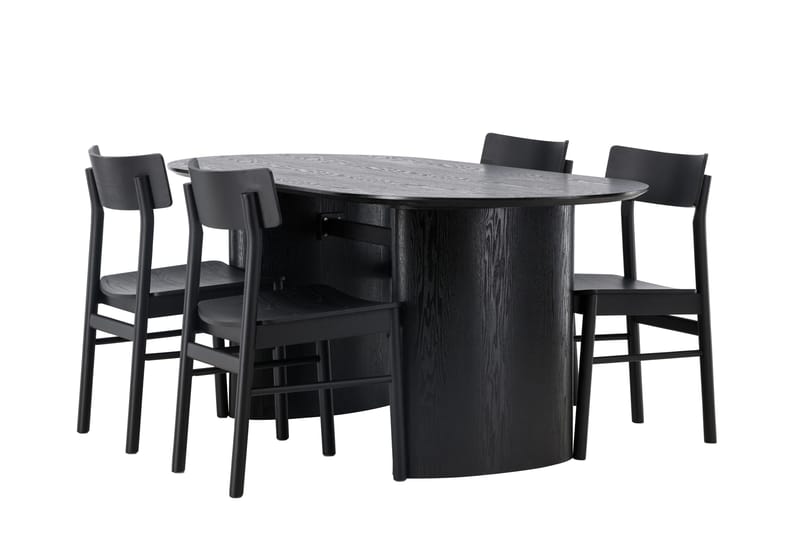 Isolde Matgrupp 180 cm Oval med 4 Montros stolar - Svart - Möbler - Bord & matgrupper - Matgrupper