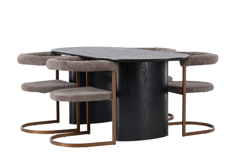 Isolde Matgrupp 180 cm Oval med 4 Morning stolar - Brun - Möbler - Bord & matgrupper - Matgrupper
