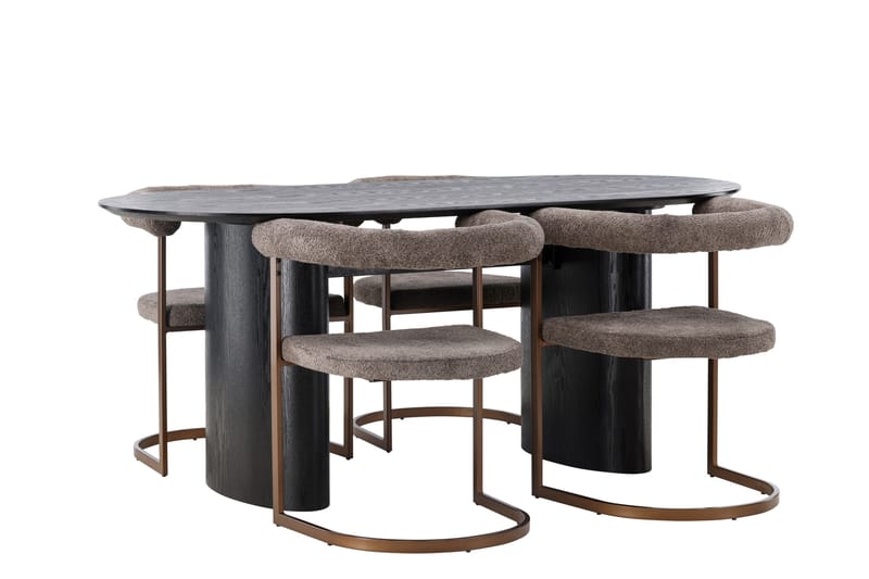Isolde Matgrupp 180 cm Oval med 4 Morning stolar - Brun - Möbler - Bord & matgrupper - Matgrupper