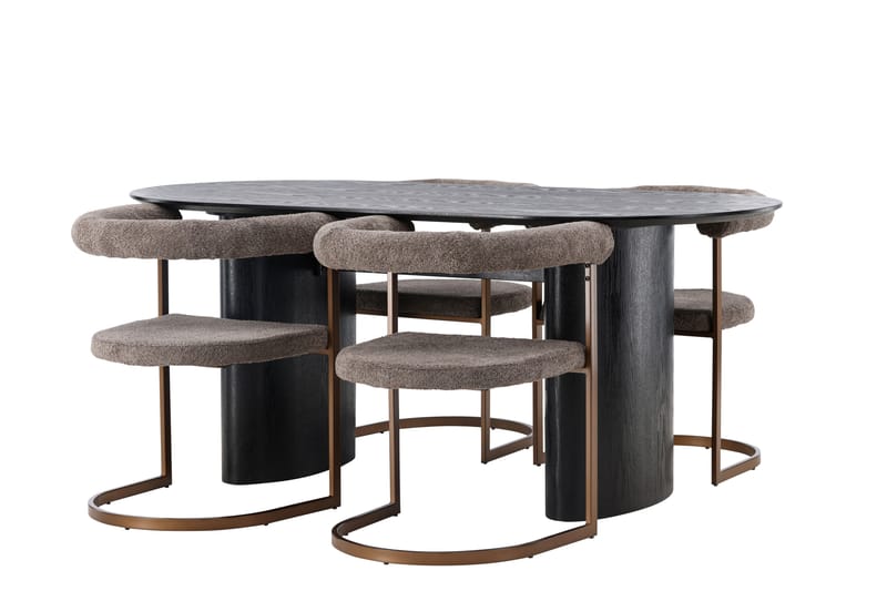 Isolde Matgrupp 180 cm Oval med 4 Morning stolar - Brun - Möbler - Bord & matgrupper - Matgrupper