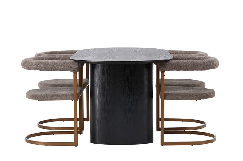 Isolde Matgrupp 180 cm Oval med 4 Morning stolar - Brun - Möbler - Bord & matgrupper - Matgrupper