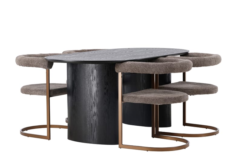 Isolde Matgrupp 180 cm Oval med 4 Morning stolar - Brun - Möbler - Bord & matgrupper - Matgrupper