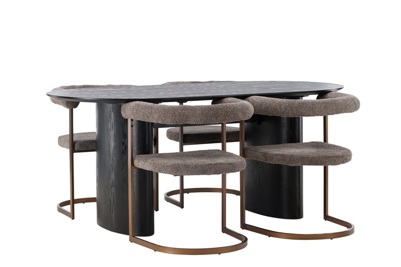 Isolde Matgrupp 180 cm Oval med 4 Morning stolar - Brun - Möbler - Bord & matgrupper - Matgrupper