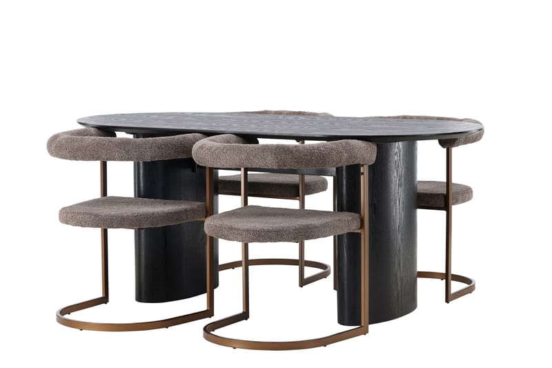 Isolde Matgrupp 180 cm Oval med 4 Morning stolar - Brun - Möbler - Bord & matgrupper - Matgrupper