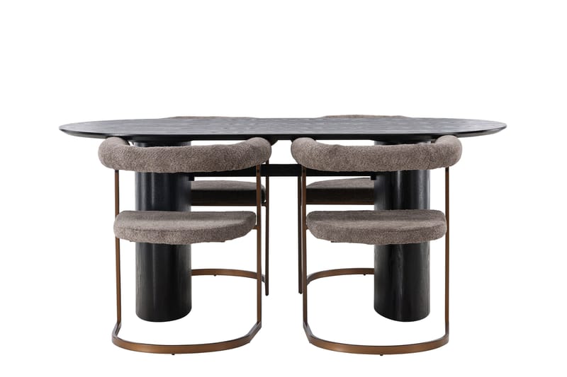 Isolde Matgrupp 180 cm Oval med 4 Morning stolar - Brun - Möbler - Bord & matgrupper - Matgrupper