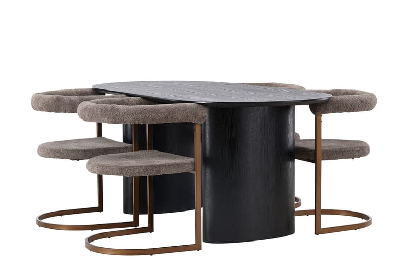 Isolde Matgrupp 180 cm Oval med 4 Morning stolar - Brun - Möbler - Bord & matgrupper - Matgrupper