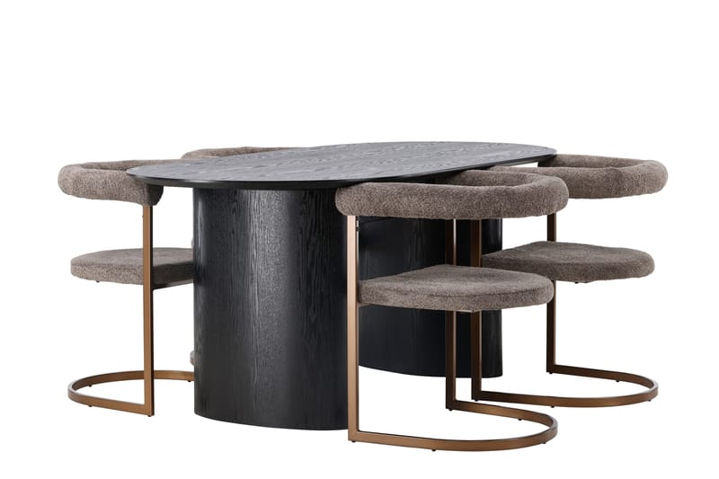 Isolde Matgrupp 180 cm Oval med 4 Morning stolar - Brun - Möbler - Bord & matgrupper - Matgrupper