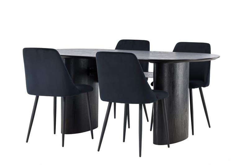 Isolde Matgrupp 180 cm Oval med 4 Night stolar - Svart - Möbler - Bord & matgrupper - Matgrupper