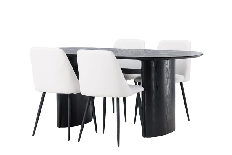 Isolde Matgrupp 180 cm Oval med 4 Night stolar - Svart - Möbler - Bord & matgrupper - Matgrupper