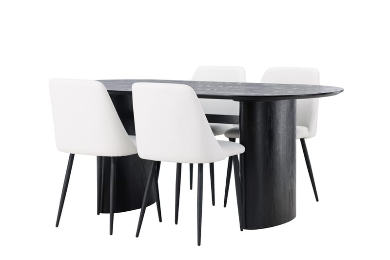 Isolde Matgrupp 180 cm Oval med 4 Night stolar - Svart - Möbler - Bord & matgrupper - Matgrupper