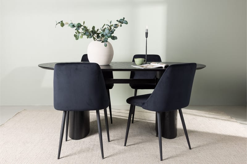 Isolde Matgrupp 180 cm Oval med 4 Night stolar - Svart - Möbler - Bord & matgrupper - Matgrupper