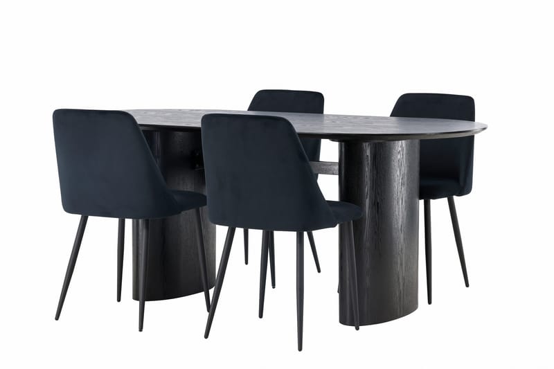 Isolde Matgrupp 180 cm Oval med 4 Night stolar - Svart - Möbler - Bord & matgrupper - Matgrupper