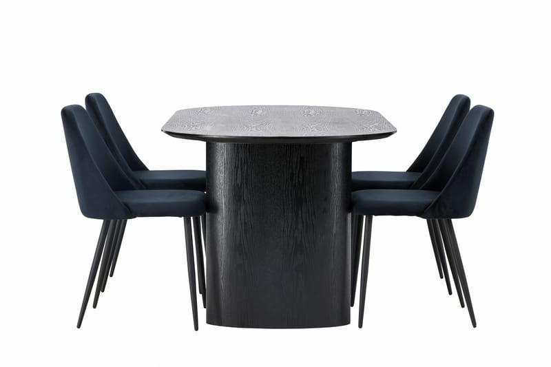 Isolde Matgrupp 180 cm Oval med 4 Night stolar - Svart - Möbler - Bord & matgrupper - Matgrupper