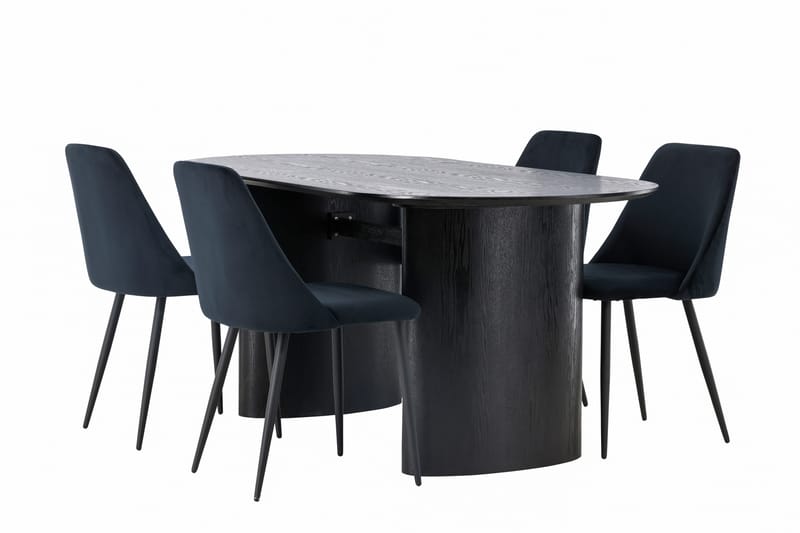 Isolde Matgrupp 180 cm Oval med 4 Night stolar - Svart - Möbler - Bord & matgrupper - Matgrupper