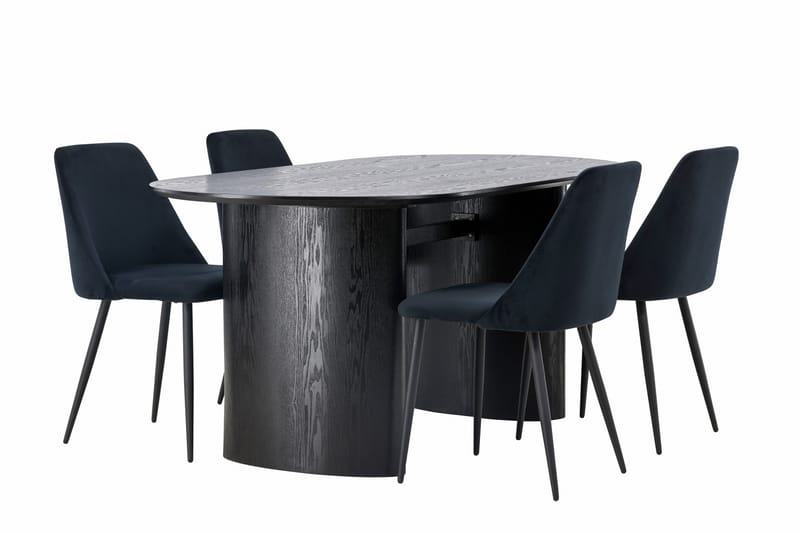 Isolde Matgrupp 180 cm Oval med 4 Night stolar - Svart - Möbler - Bord & matgrupper - Matgrupper
