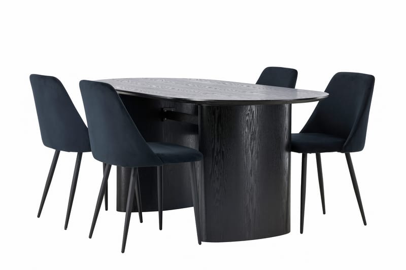 Isolde Matgrupp 180 cm Oval med 4 Night stolar - Svart - Möbler - Bord & matgrupper - Matgrupper