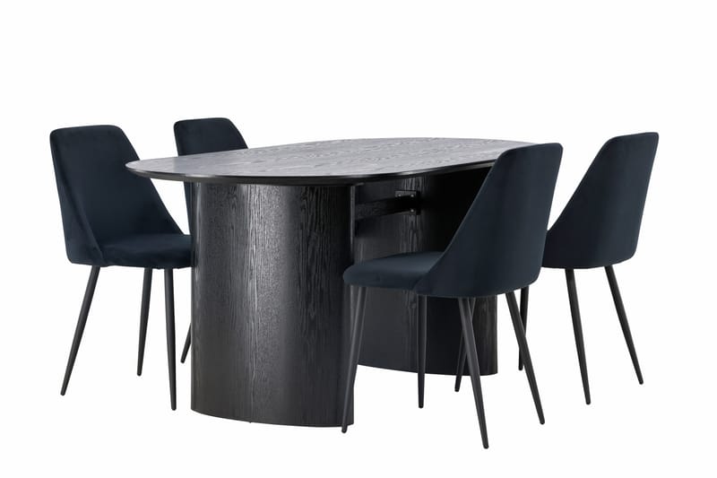 Isolde Matgrupp 180 cm Oval med 4 Night stolar - Svart - Möbler - Bord & matgrupper - Matgrupper