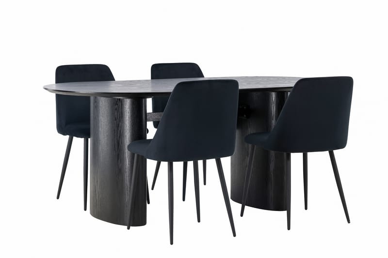 Isolde Matgrupp 180 cm Oval med 4 Night stolar - Svart - Möbler - Bord & matgrupper - Matgrupper