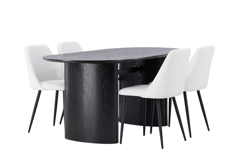 Isolde Matgrupp 180 cm Oval med 4 Night stolar - Svart - Möbler - Bord & matgrupper - Matgrupper