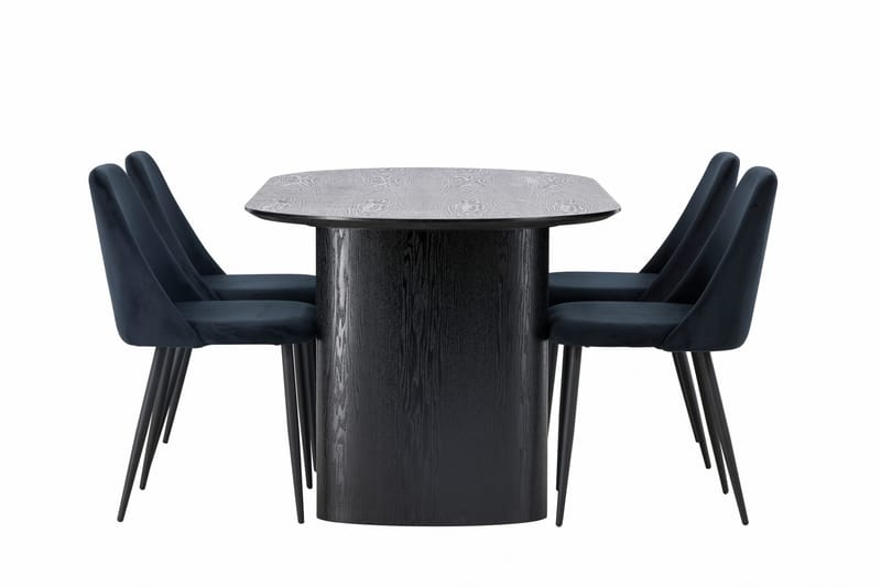 Isolde Matgrupp 180 cm Oval med 4 Night stolar - Svart - Möbler - Bord & matgrupper - Matgrupper