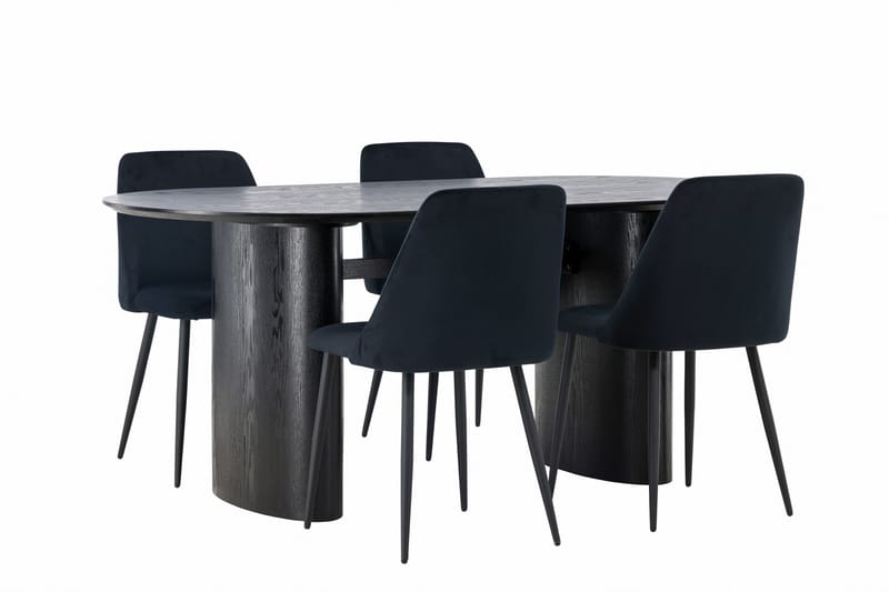 Isolde Matgrupp 180 cm Oval med 4 Night stolar - Svart - Möbler - Bord & matgrupper - Matgrupper