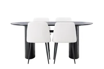 Isolde Matgrupp 180 cm Oval med 4 Night stolar