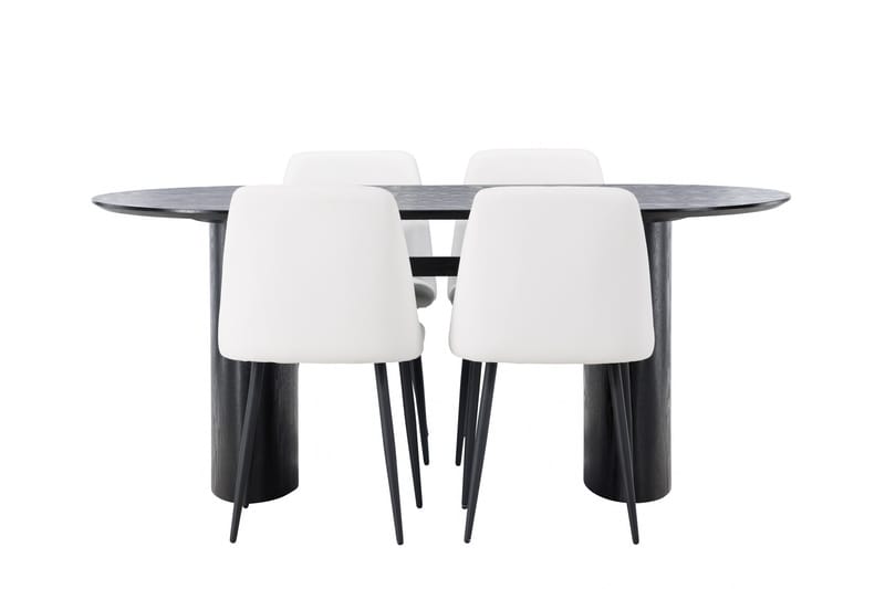 Isolde Matgrupp 180 cm Oval med 4 Night stolar - Svart - Möbler - Bord & matgrupper - Matgrupper