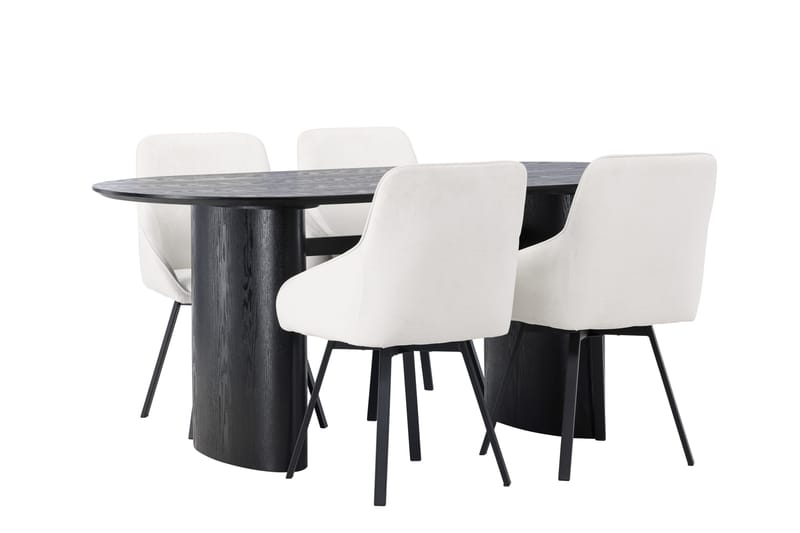Isolde Matgrupp 180 cm Oval med 4 Rosie stolar - Beige - Möbler - Bord & matgrupper - Matgrupper