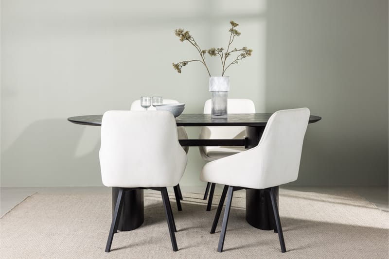Isolde Matgrupp 180 cm Oval med 4 Rosie stolar - Beige - Möbler - Bord & matgrupper - Matgrupper