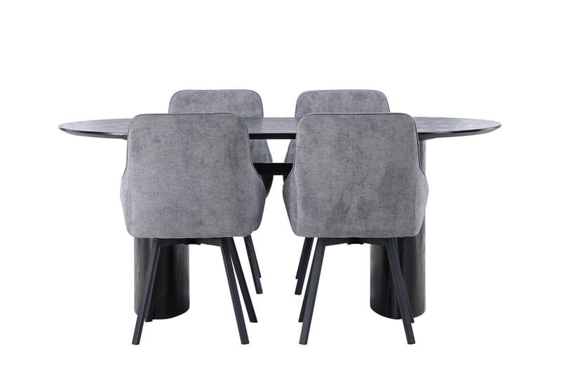 Isolde Matgrupp 180 cm Oval med 4 Rosie stolar - Svart - Möbler - Bord & matgrupper - Matgrupper