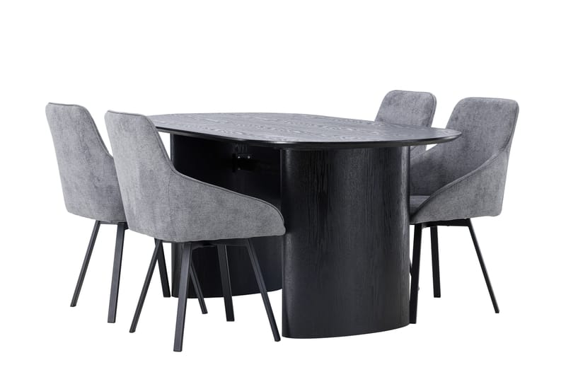 Isolde Matgrupp 180 cm Oval med 4 Rosie stolar - Svart - Möbler - Bord & matgrupper - Matgrupper
