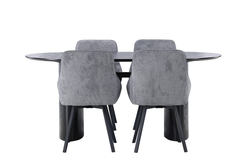 Isolde Matgrupp 180 cm Oval med 4 Rosie stolar, Svart