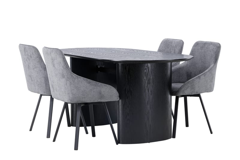 Isolde Matgrupp 180 cm Oval med 4 Rosie stolar - Svart - Möbler - Bord & matgrupper - Matgrupper