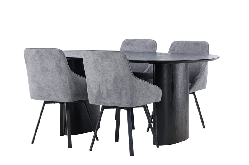 Isolde Matgrupp 180 cm Oval med 4 Rosie stolar - Svart - Möbler - Bord & matgrupper - Matgrupper