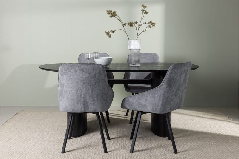 Isolde Matgrupp 180 cm Oval med 4 Rosie stolar - Svart - Möbler - Bord & matgrupper - Matgrupper
