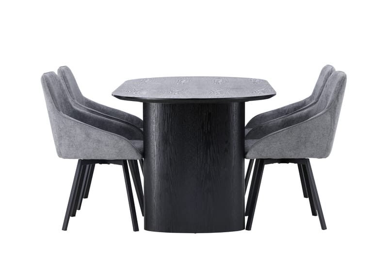 Isolde Matgrupp 180 cm Oval med 4 Rosie stolar - Svart - Möbler - Bord & matgrupper - Matgrupper