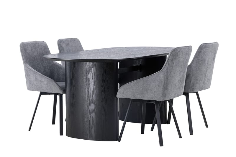 Isolde Matgrupp 180 cm Oval med 4 Rosie stolar - Svart - Möbler - Bord & matgrupper - Matgrupper